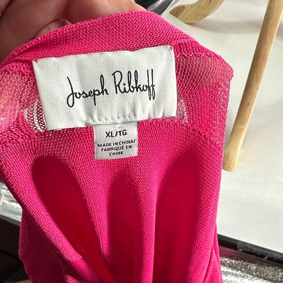 Joseph Ribkoff tunic Rasberry Pink Knitted Sheer Top light weight classy sz xl - Picture 6 of 13